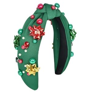 Christmas Headband Pearl Rhinestone Crystal Embellished